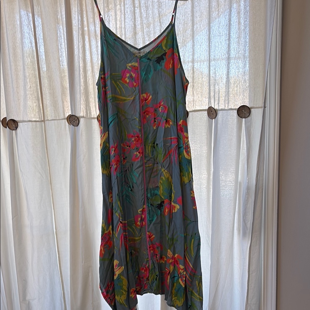 Floral Green Spaghetti Strap Dress